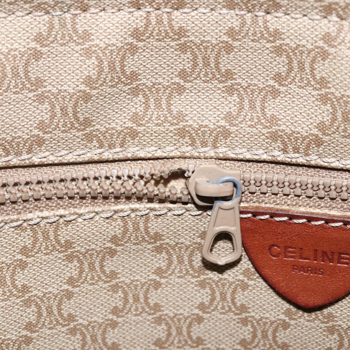 CELINE Macadam Canvas Tote Bag PVC Beige Gold Auth ti3692