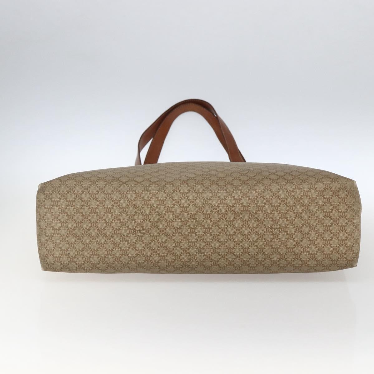 CELINE Macadam Canvas Tote Bag PVC Beige Gold Auth ti3692