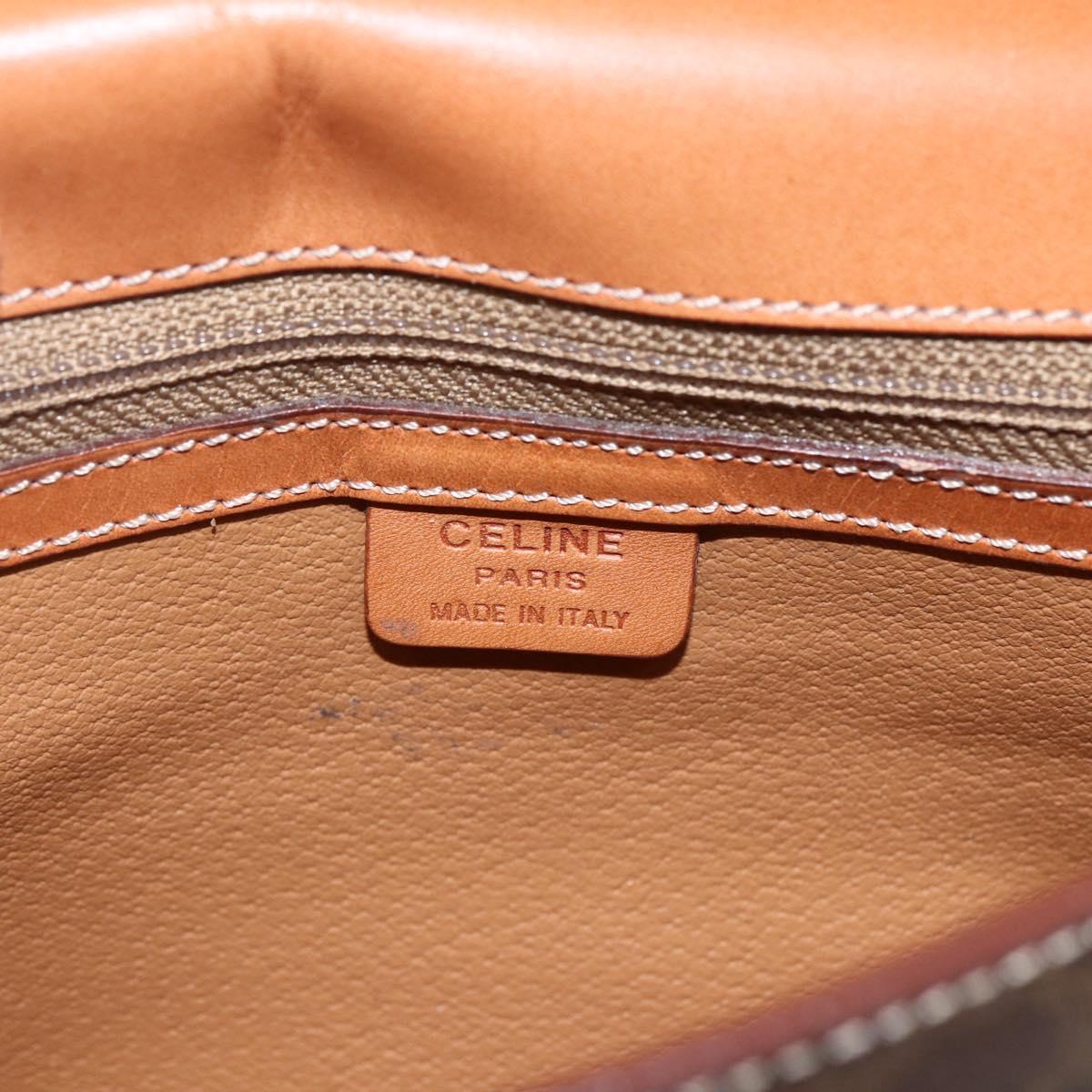 CELINE Macadam Canvas Shoulder Bag PVC Leather Brown Gold Auth ti3693