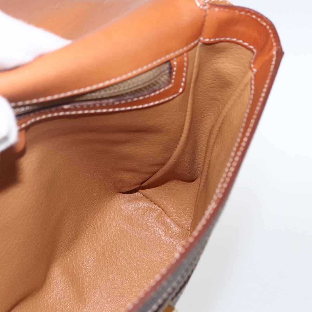 CELINE Macadam Canvas Shoulder Bag PVC Leather Brown Gold Auth ti3693