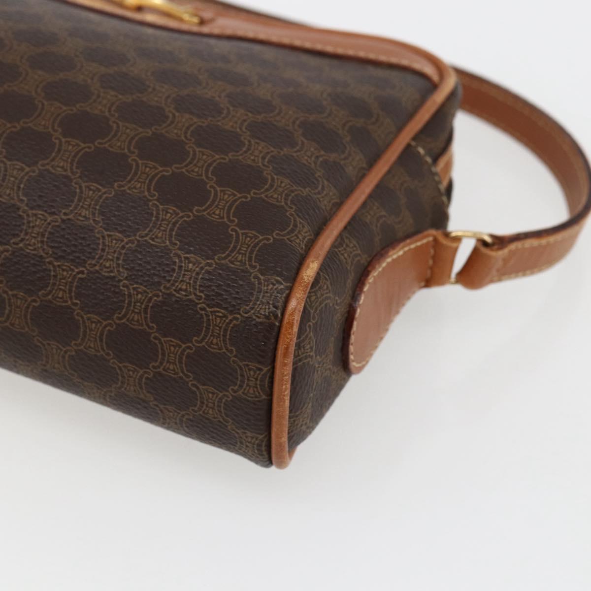 CELINE Macadam Canvas Shoulder Bag PVC Leather Brown Gold Auth ti3696