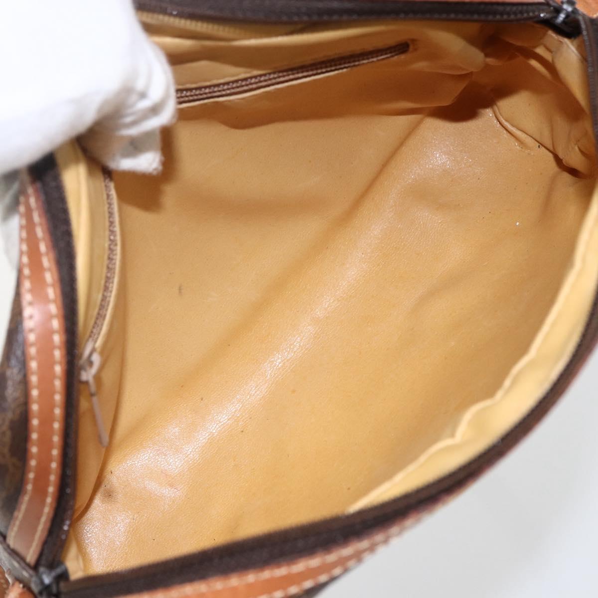 CELINE Macadam Canvas Shoulder Bag PVC Leather Brown Gold Auth ti3696