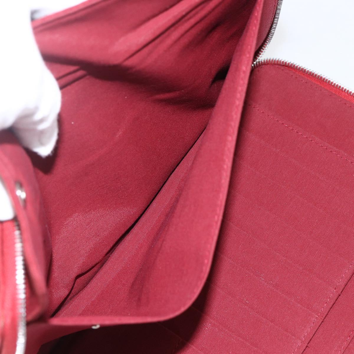 HERMES Fourre Tout Perth GM Long Wallet Canvas Red Auth ti3698