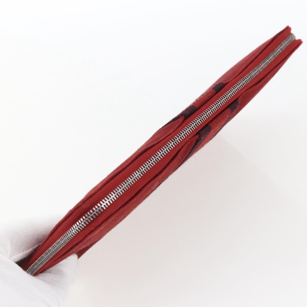 HERMES Fourre Tout Perth GM Long Wallet Canvas Red Auth ti3698