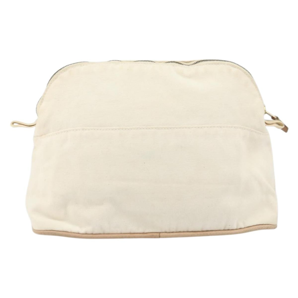 HERMES Bolide MM Pouch Canvas White Auth ti3701
