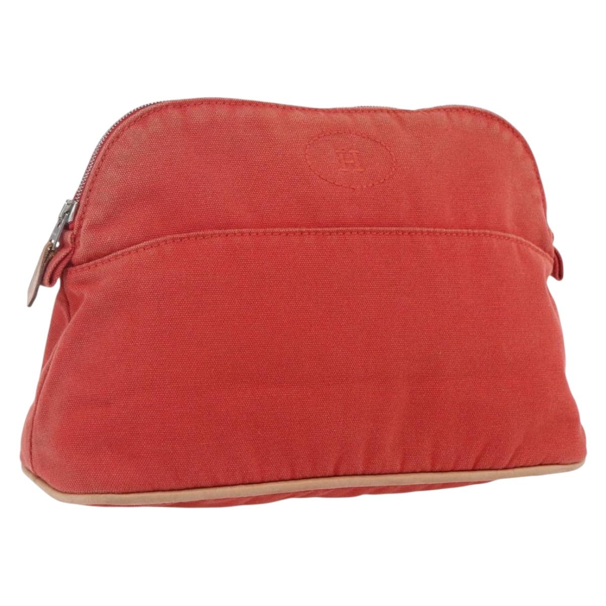 HERMES Bolide MM Pouch Canvas Red Auth ti3702