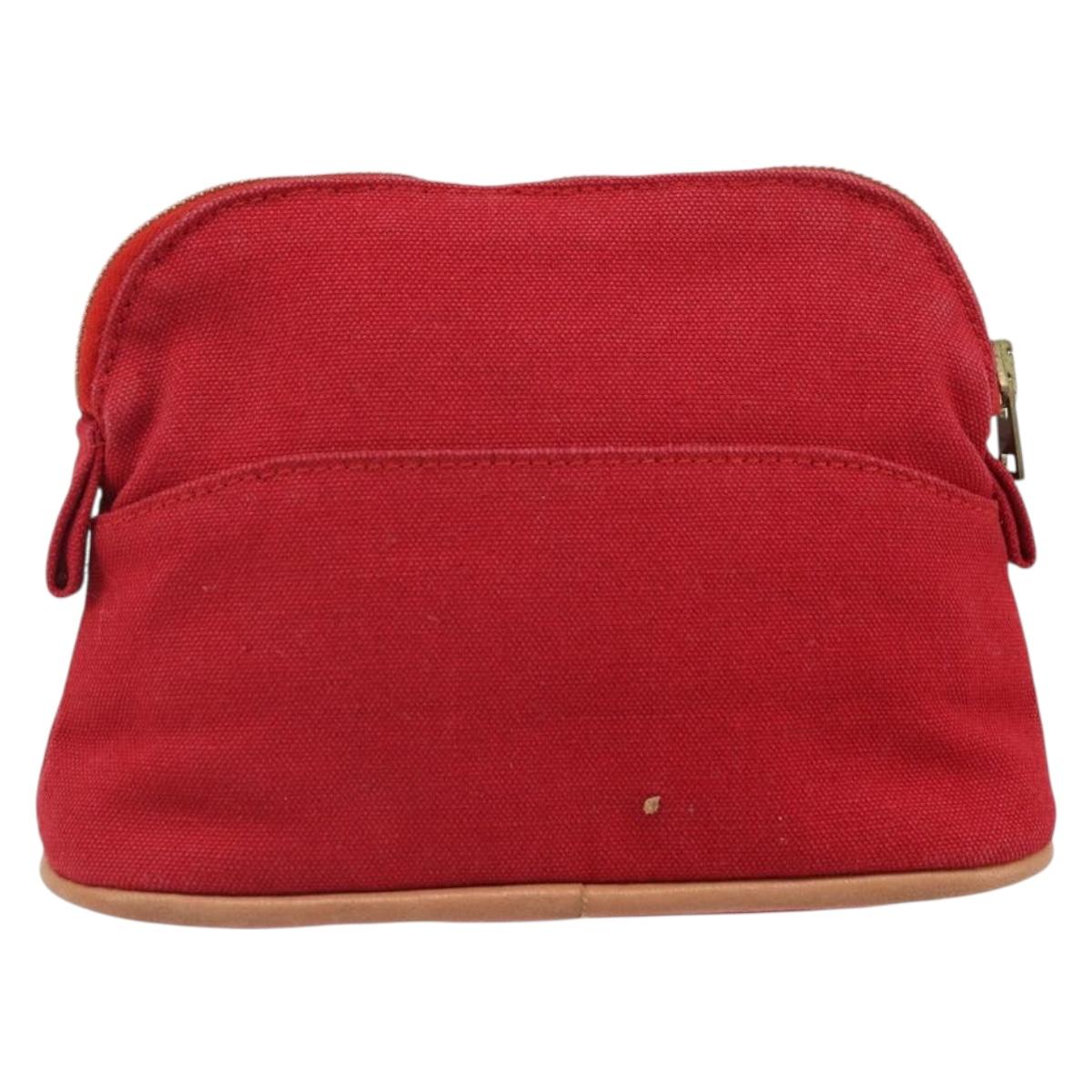 HERMES Bolide PM Pouch Canvas Red Auth ti3703