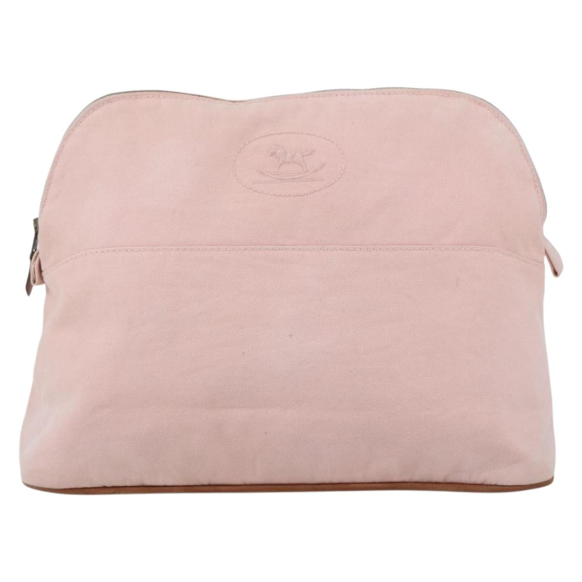 HERMES BolidePouch GM Pouch Canvas Pink Auth ti3704