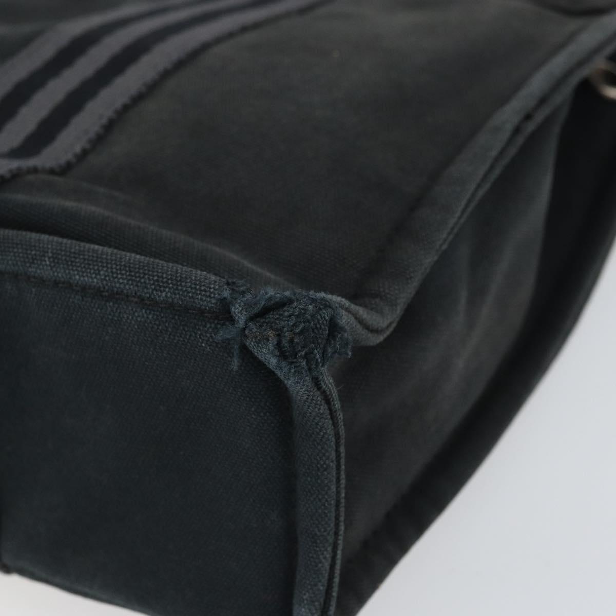 HERMES Fourre Tout PM Hand Bag Canvas Black Silver Auth ti3705