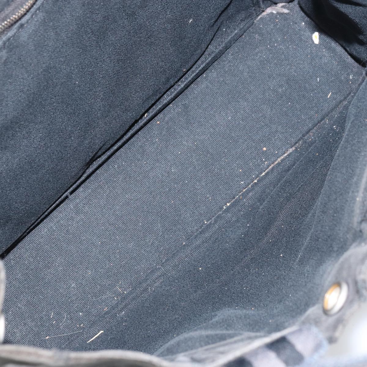 HERMES Fourre Tout PM Hand Bag Canvas Black Silver Auth ti3705
