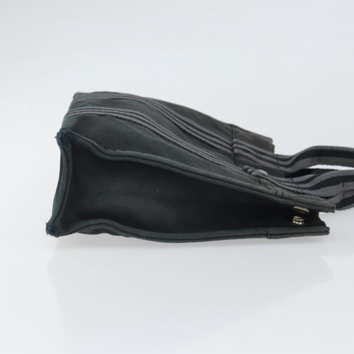 HERMES Fourre Tout PM Hand Bag Canvas Black Silver Auth ti3705