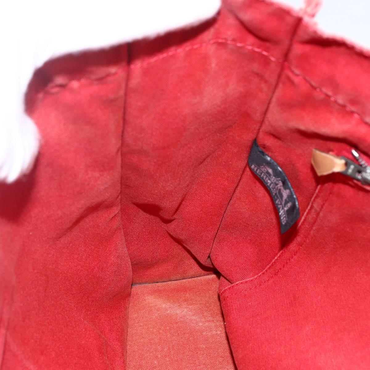 HERMES Deauville MM Hand Bag Canvas Red Auth ti3706