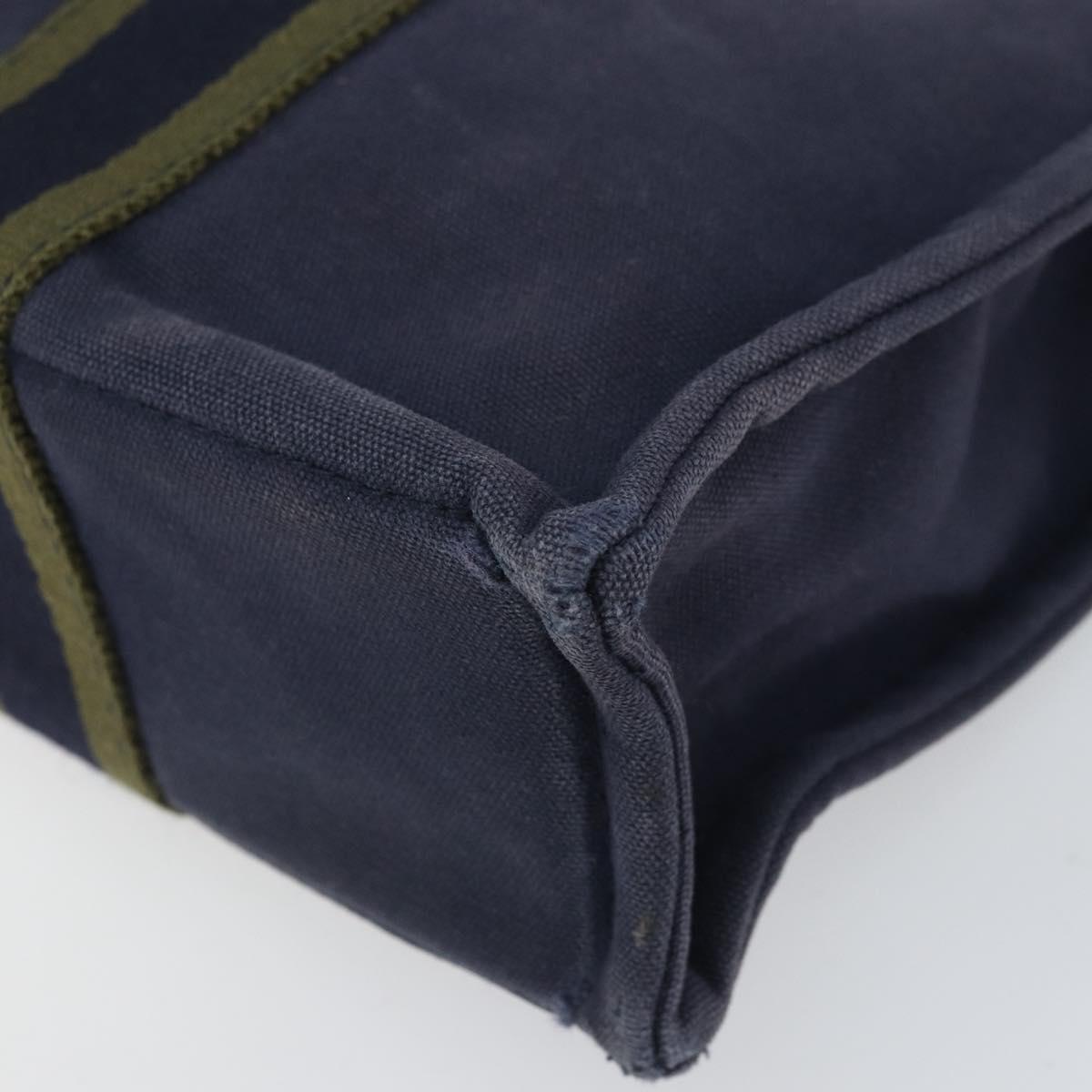 HERMES Fourre Tout PM Tote Bag Canvas Navy Silver Auth ti3708