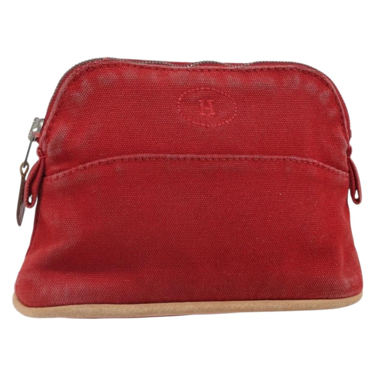 HERMES Bolide PM Pouch Canvas Red Auth ti3709