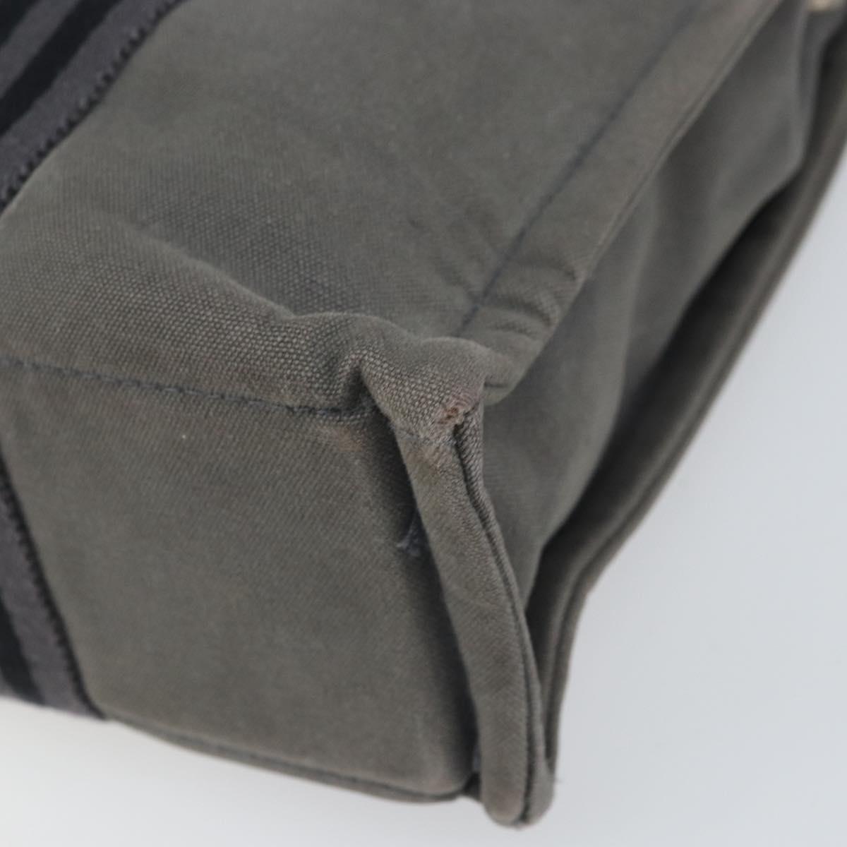 HERMES Fourre Tout PM Hand Bag Canvas Gray Silver Auth ti3712