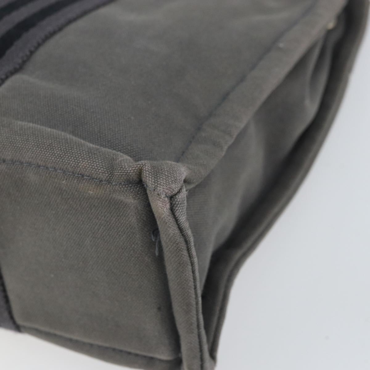 HERMES Fourre Tout PM Hand Bag Canvas Gray Silver Auth ti3712