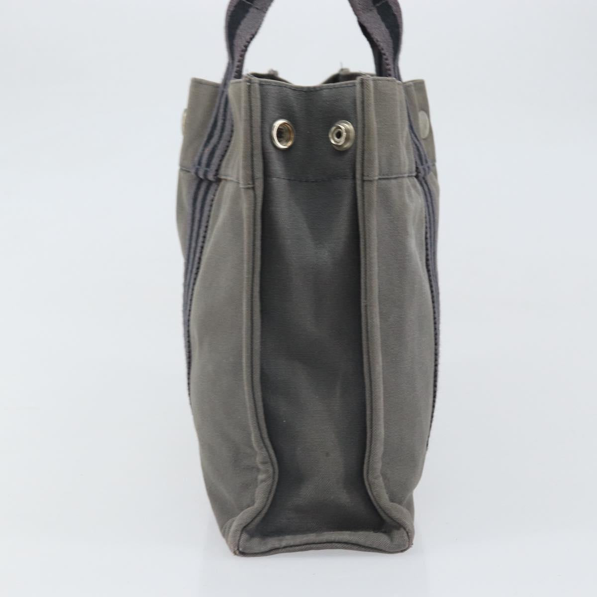HERMES Fourre Tout PM Hand Bag Canvas Gray Silver Auth ti3712