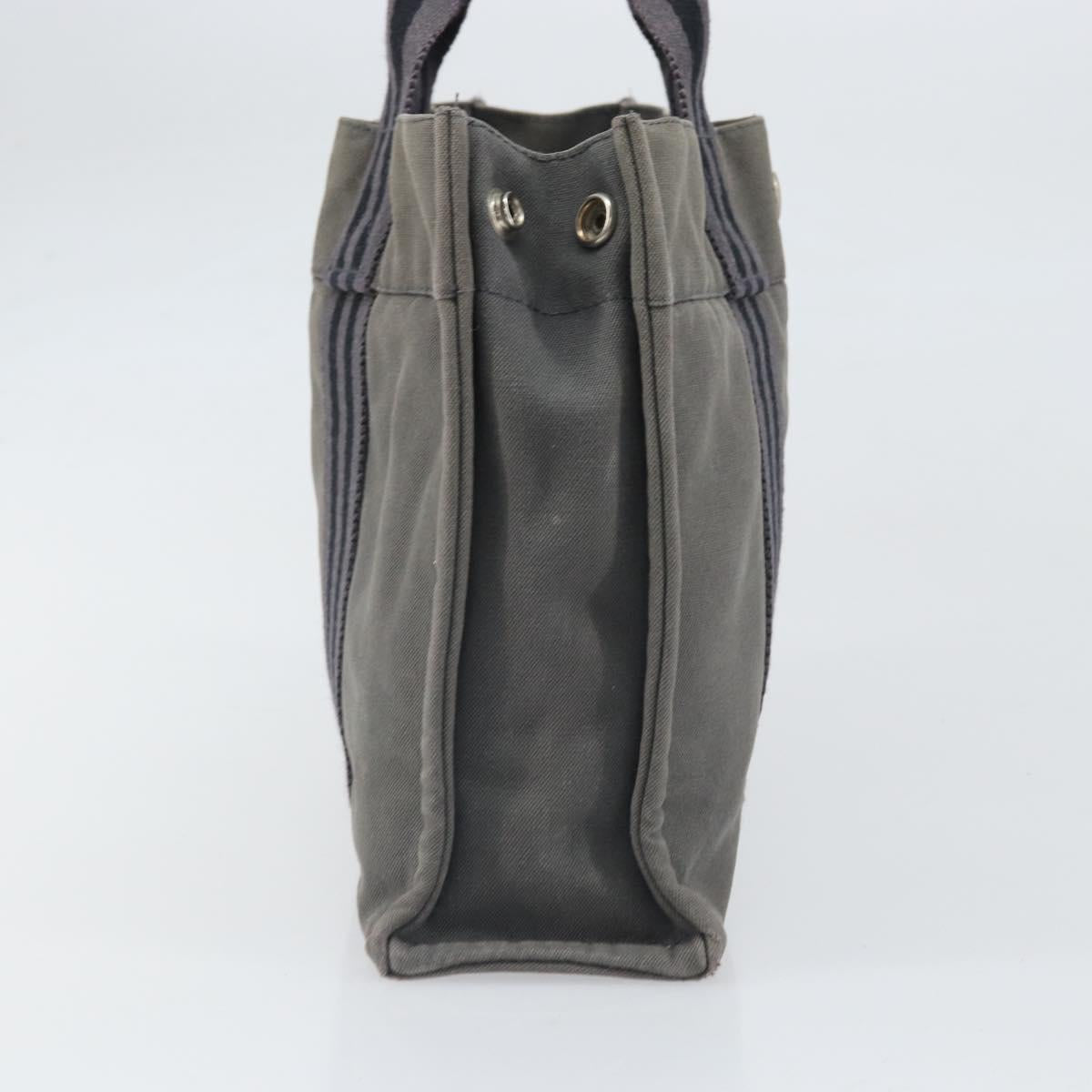 HERMES Fourre Tout PM Hand Bag Canvas Gray Silver Auth ti3712