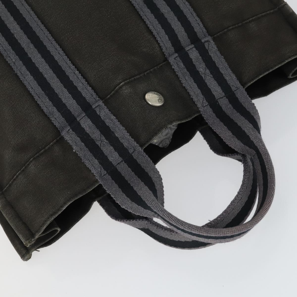 HERMES Fourre Tout Hand Bag Canvas 4 Set Gray Black Red Auth ti3714