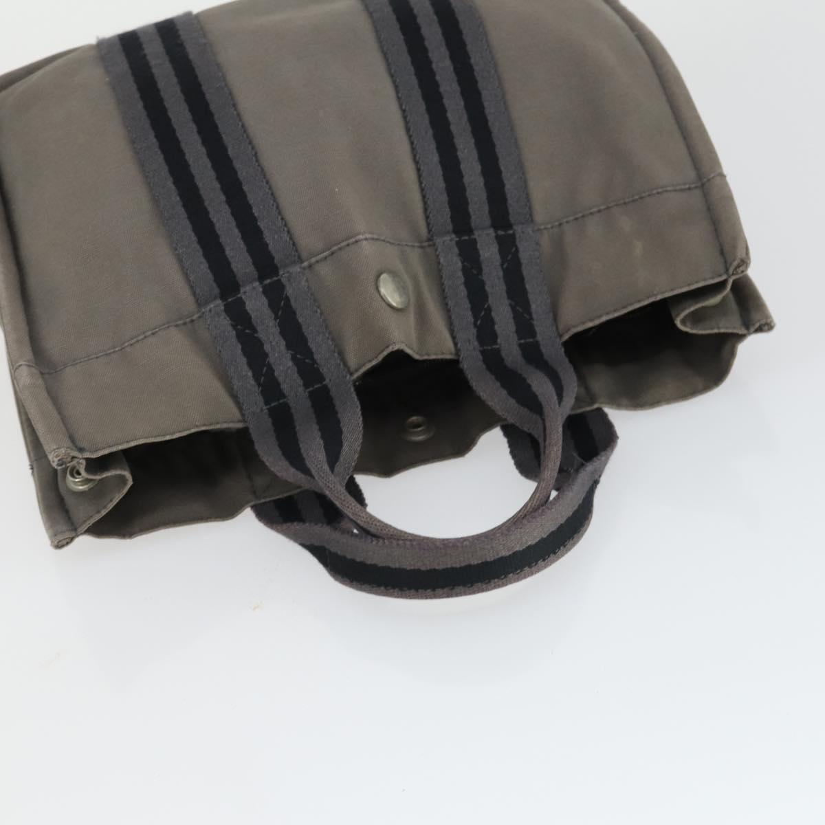 HERMES Fourre Tout Hand Bag Canvas 4 Set Gray Black Red Auth ti3714