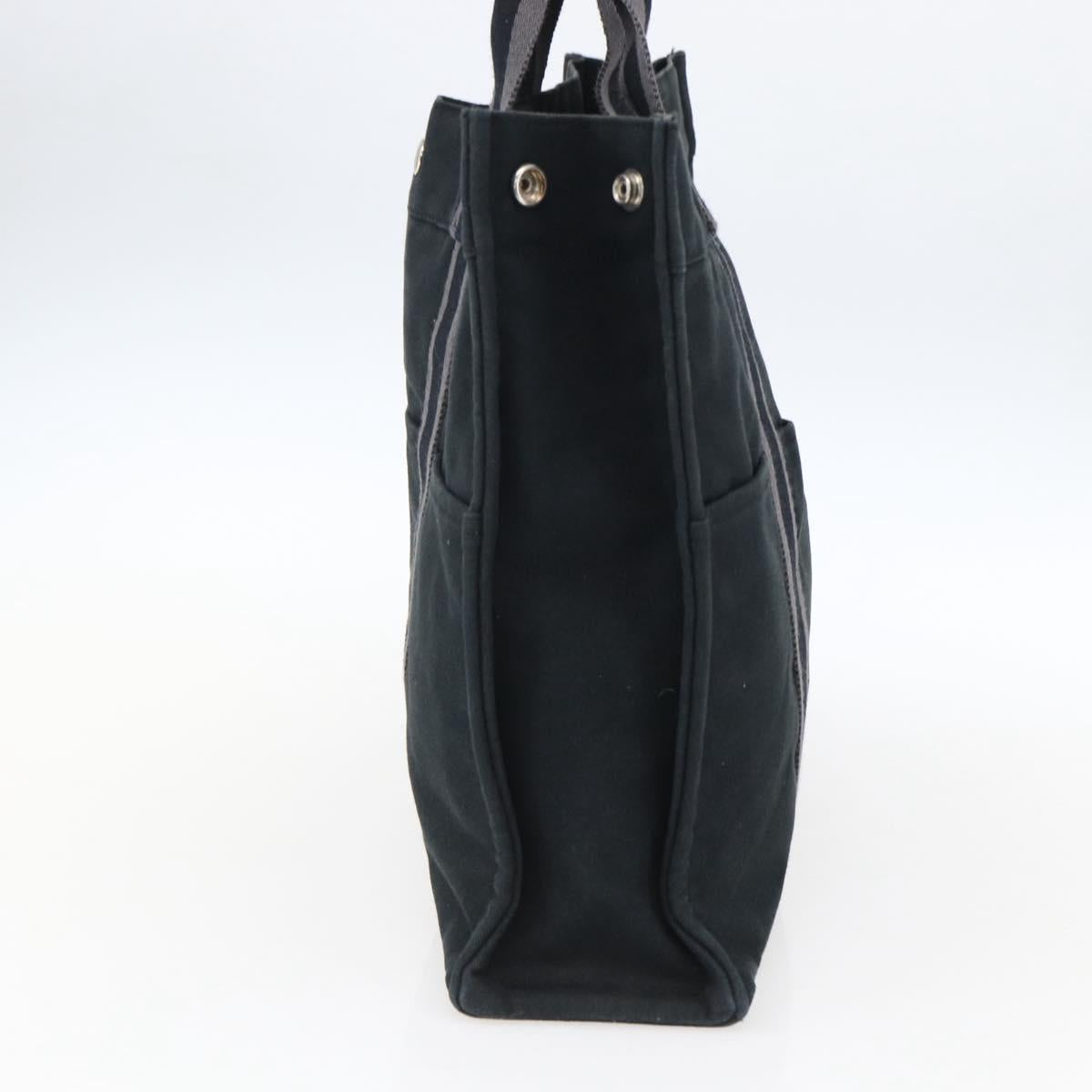 HERMES Fourre Tout MM Hand Bag Canvas Black Silver Auth ti3715