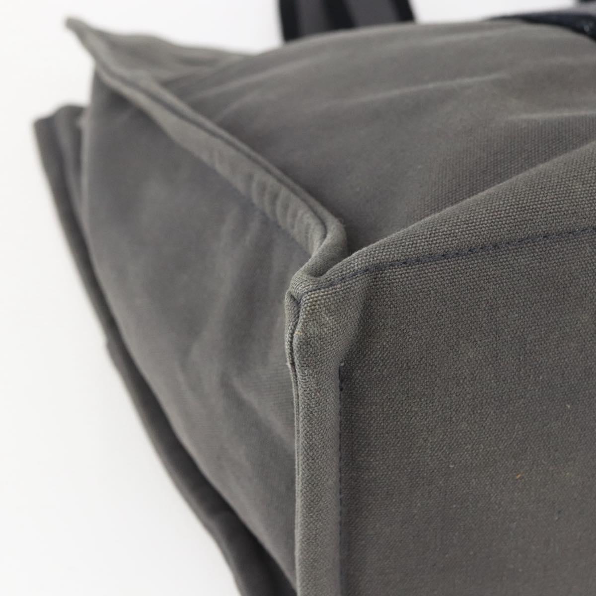 HERMES Fourre Tout GM Hand Bag Canvas Gray Silver Auth ti3716
