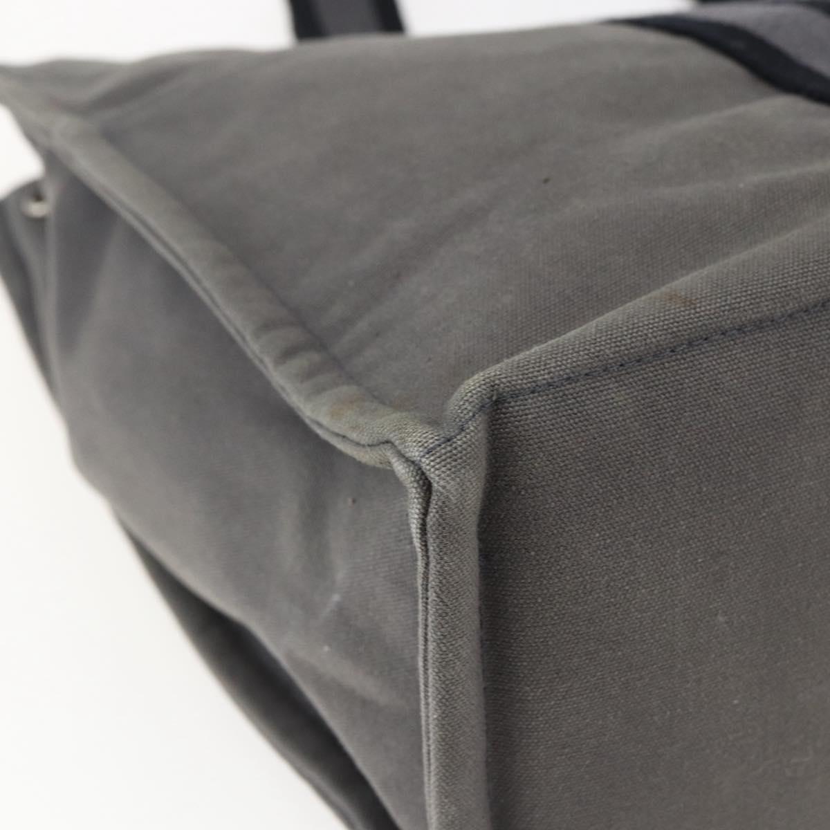 HERMES Fourre Tout GM Hand Bag Canvas Gray Silver Auth ti3716