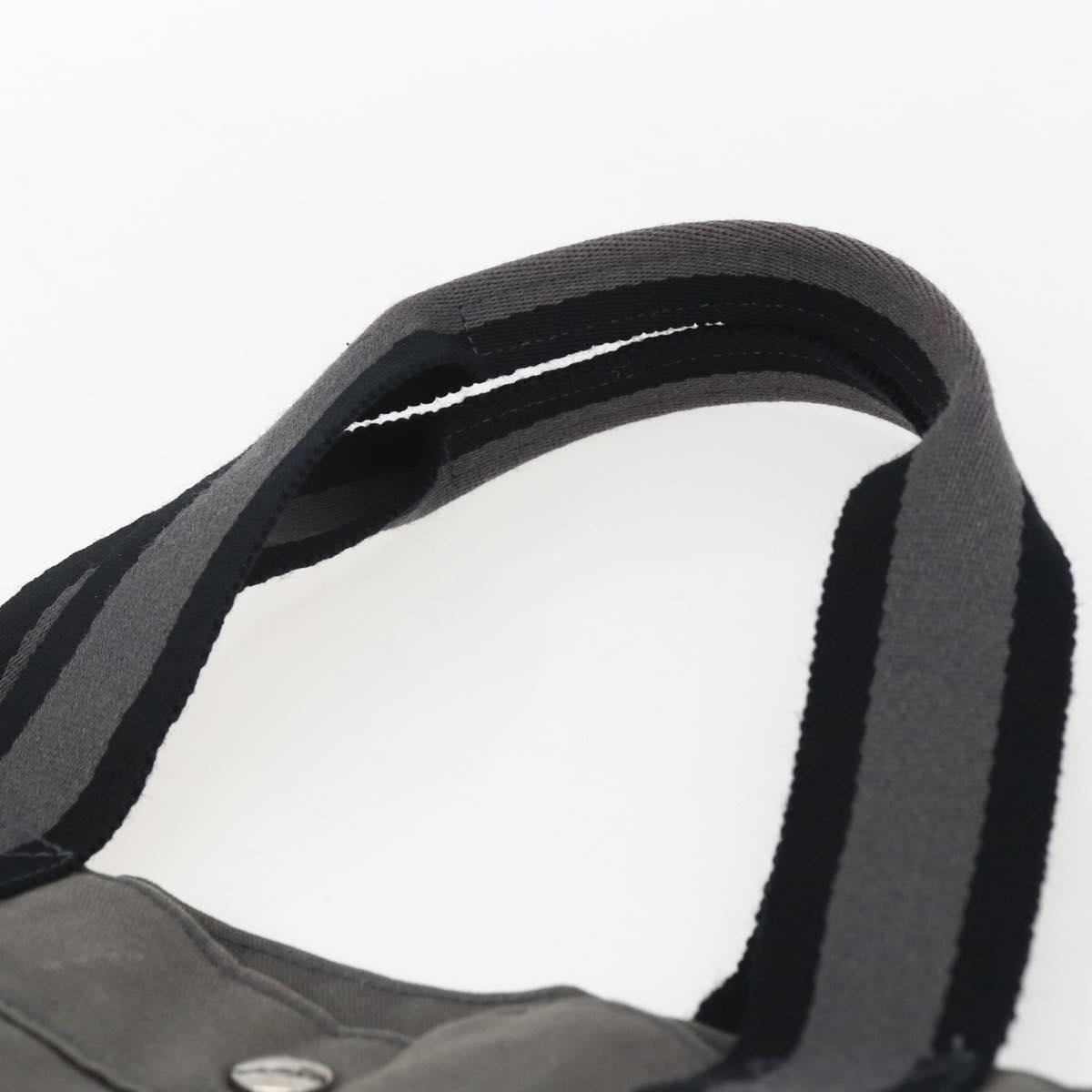HERMES Fourre Tout GM Hand Bag Canvas Gray Silver Auth ti3716