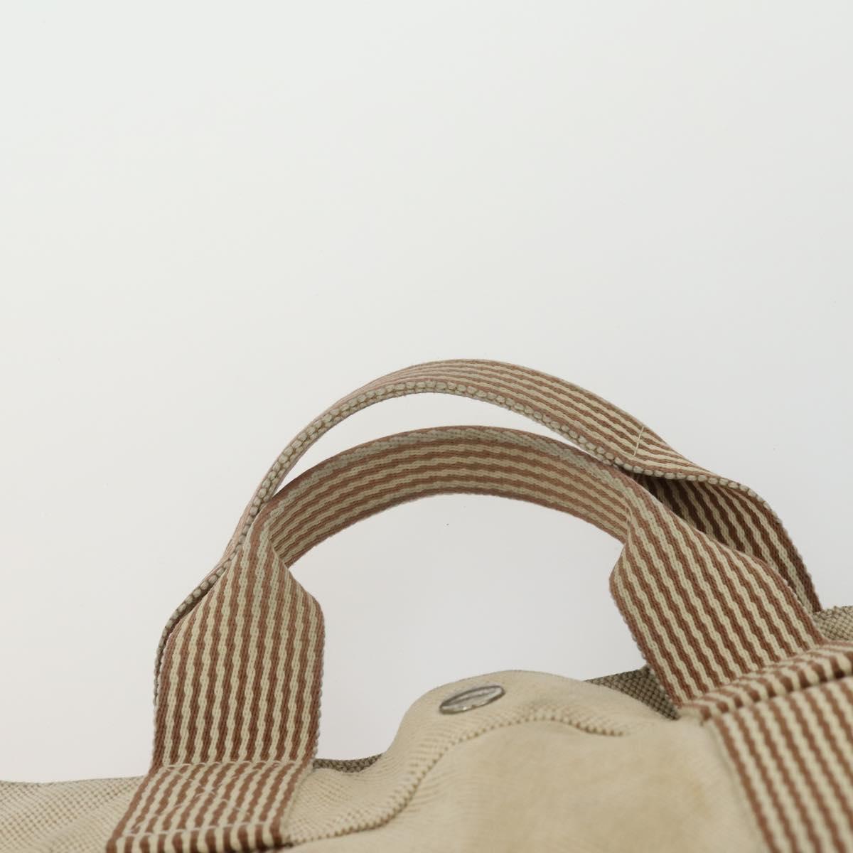 HERMES Fourre Tout Hand Bag Canvas 3 Set Beige Brown black Auth ti3717