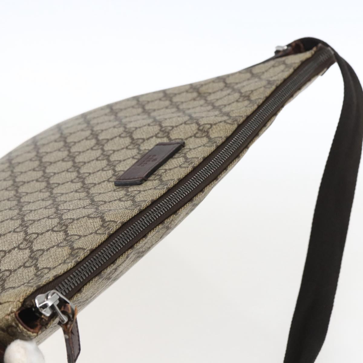 GUCCI GG Supreme Shoulder Bag PVC Beige Silver 110054 Auth ti3720