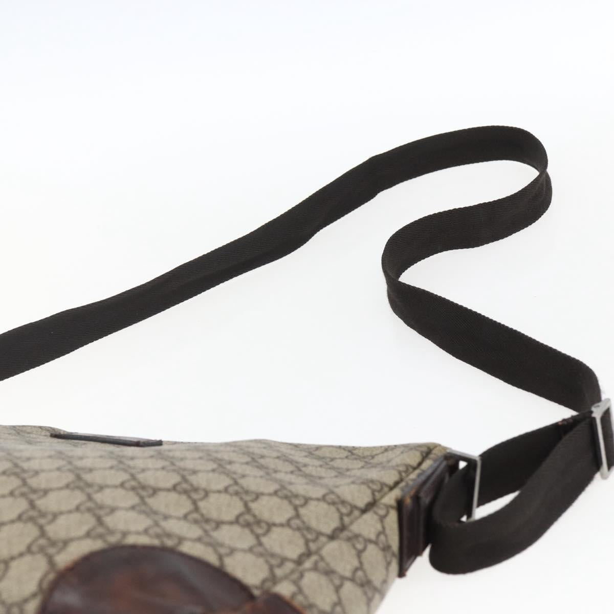 GUCCI GG Supreme Shoulder Bag PVC Beige Silver 110054 Auth ti3720