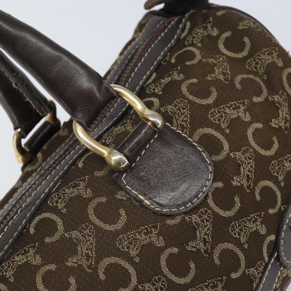 CELINE C Macadam Canvas Hand Bag Brown Gold Auth ti3721