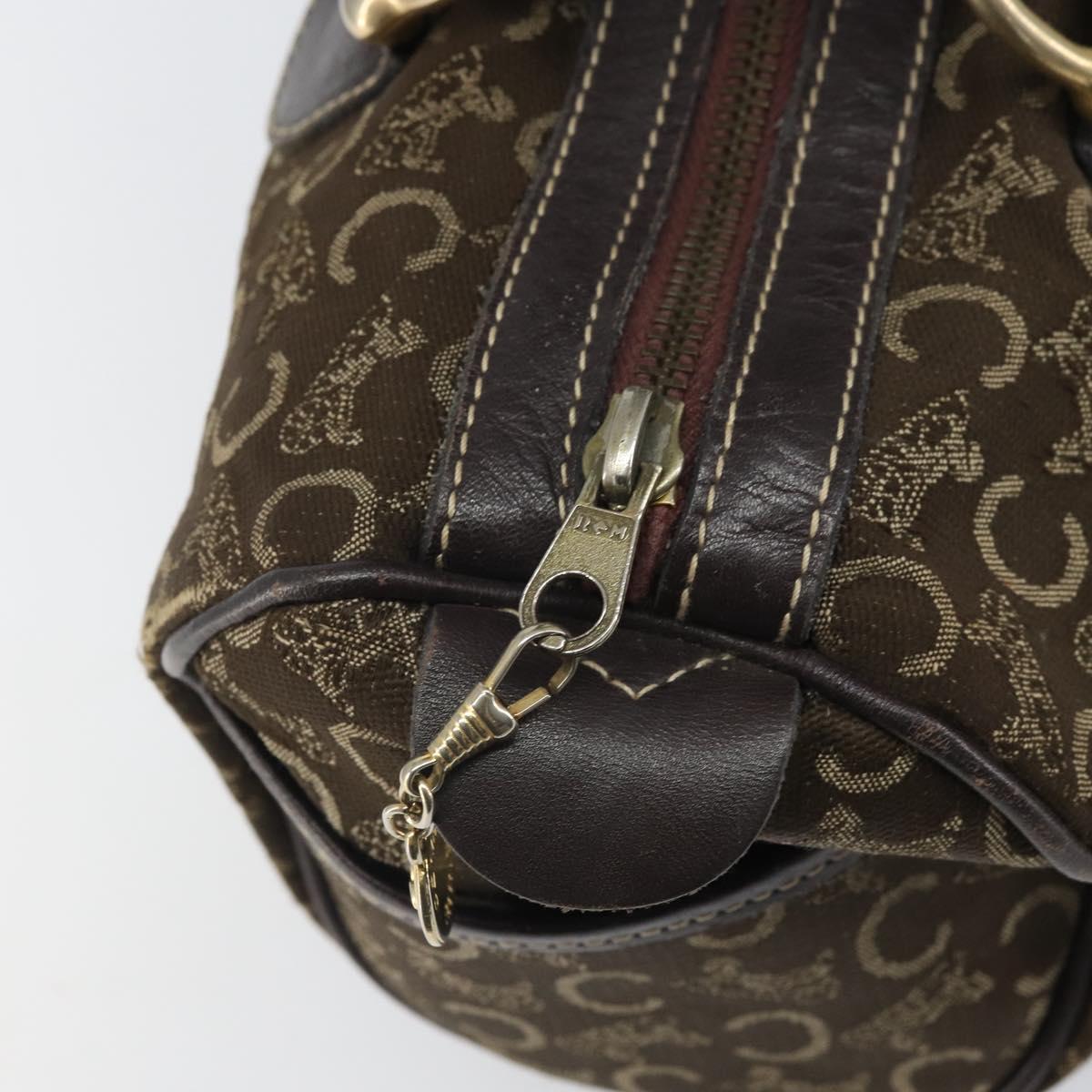 CELINE C Macadam Canvas Hand Bag Brown Gold Auth ti3721