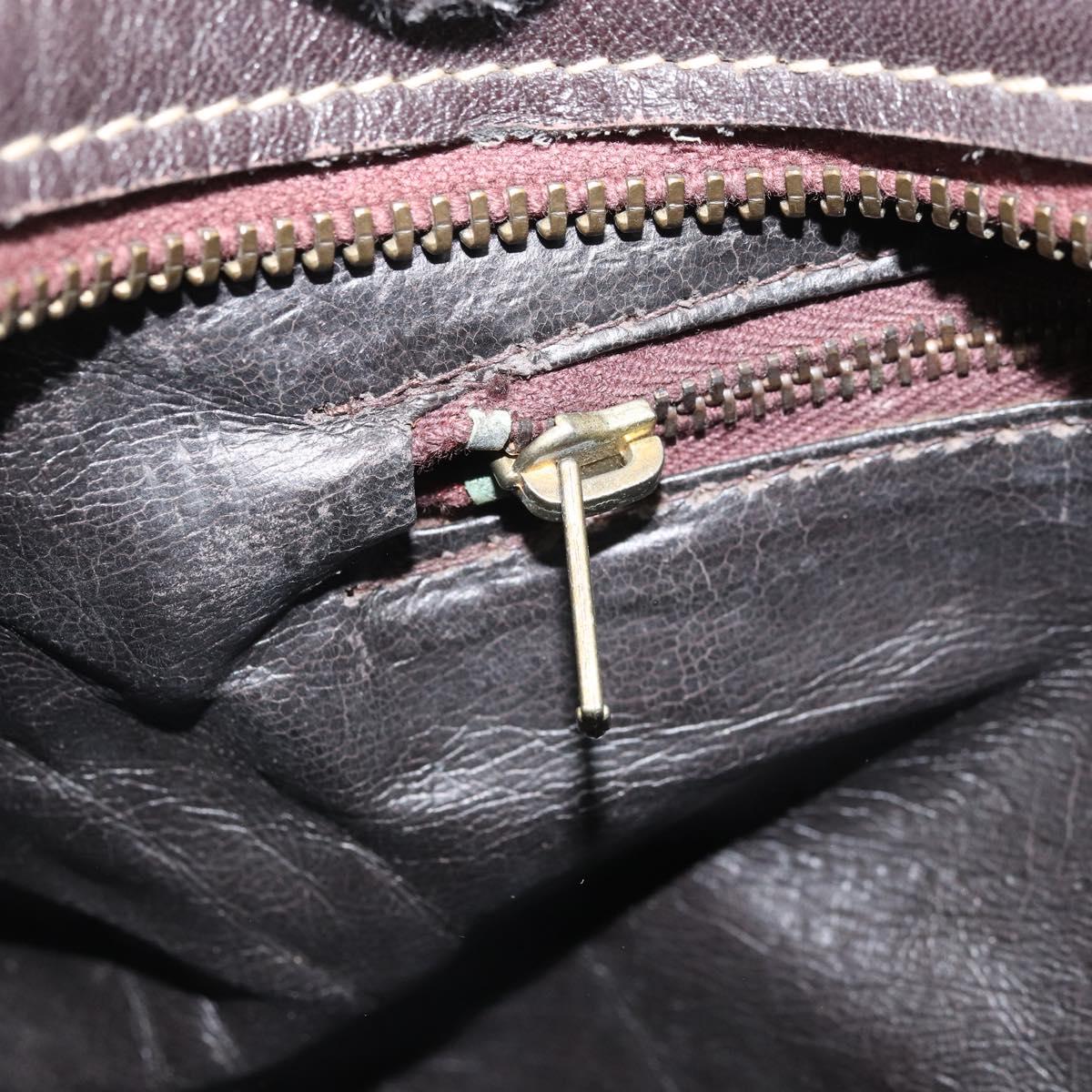 CELINE C Macadam Canvas Hand Bag Brown Gold Auth ti3721