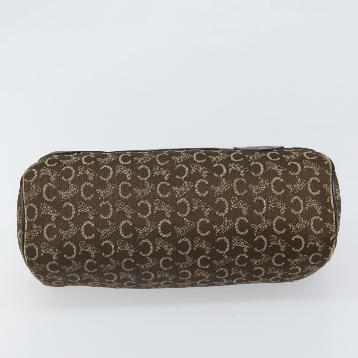 CELINE C Macadam Canvas Hand Bag Brown Gold Auth ti3721