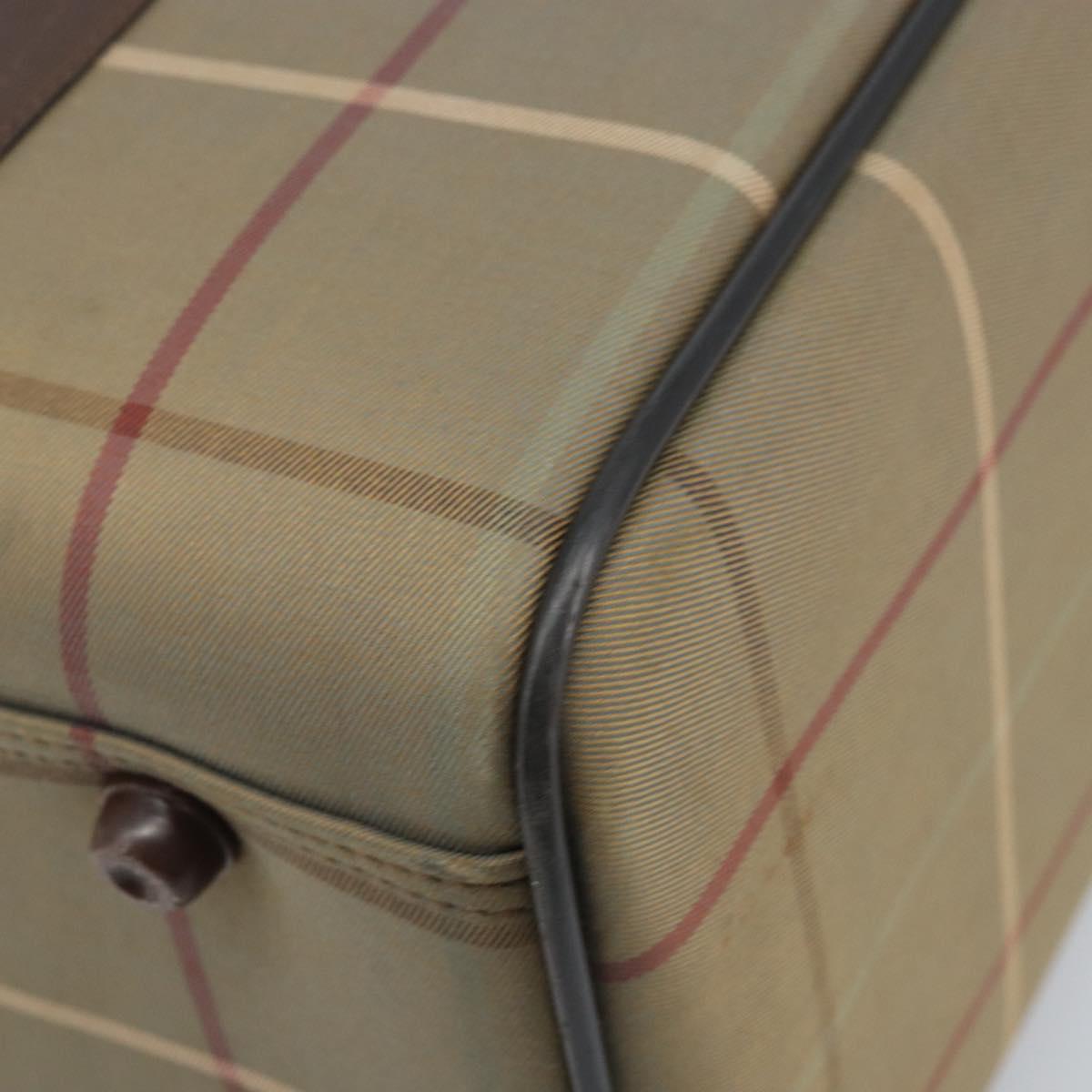 Burberrys Nova Check Boston Bag Canvas Leather Beige Gold Auth ti3722