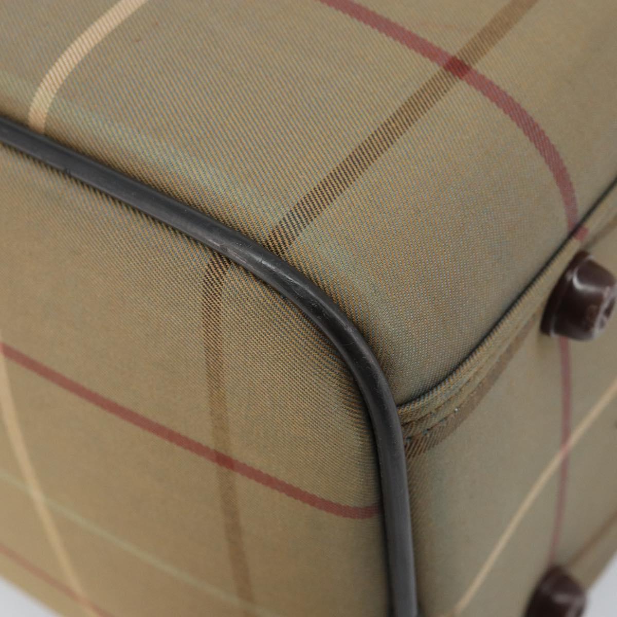 Burberrys Nova Check Boston Bag Canvas Leather Beige Gold Auth ti3722