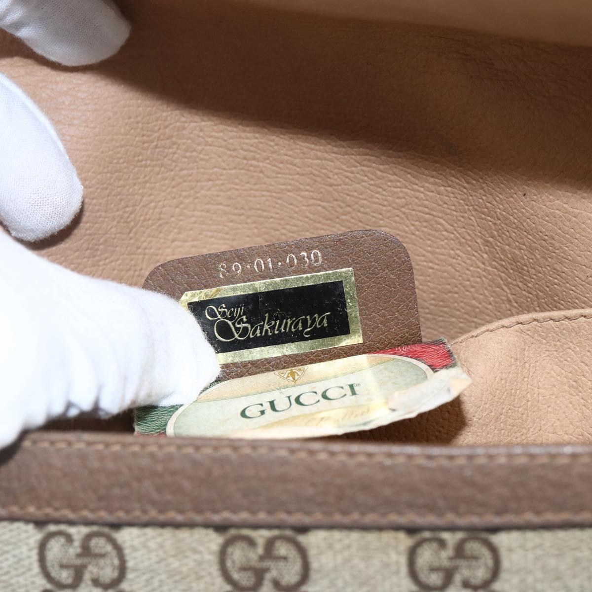 GUCCI GG Supreme Web Sherry Line Clutch Bag PVC Beige Gold 89 01 030 Auth ti3723