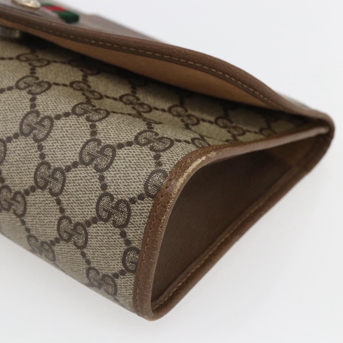 GUCCI GG Supreme Web Sherry Line Clutch Bag PVC Beige Gold 89 01 030 Auth ti3723