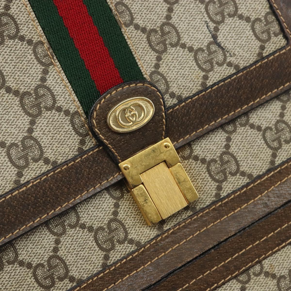 GUCCI GG Supreme Web Sherry Line Shoulder Bag PVC Beige Red Auth ti3724