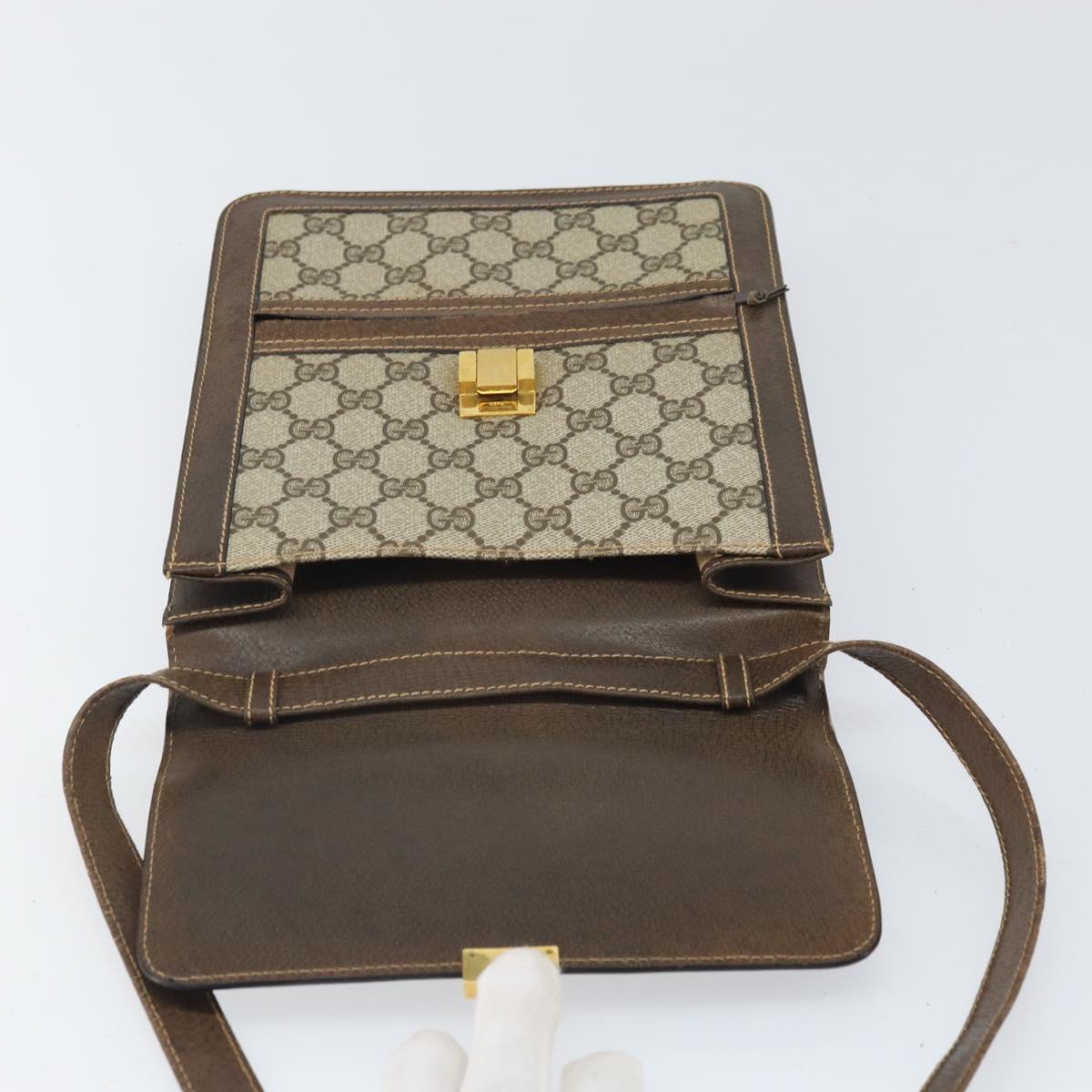 GUCCI GG Supreme Web Sherry Line Shoulder Bag PVC Beige Red Auth ti3724