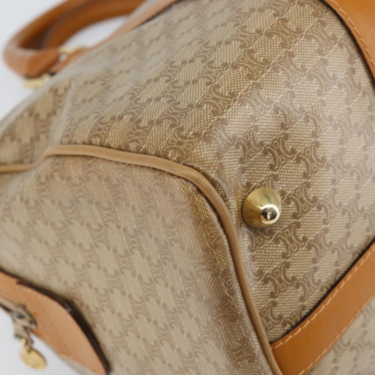CELINE Macadam Canvas Hand Bag PVC Beige Gold Auth ti3725