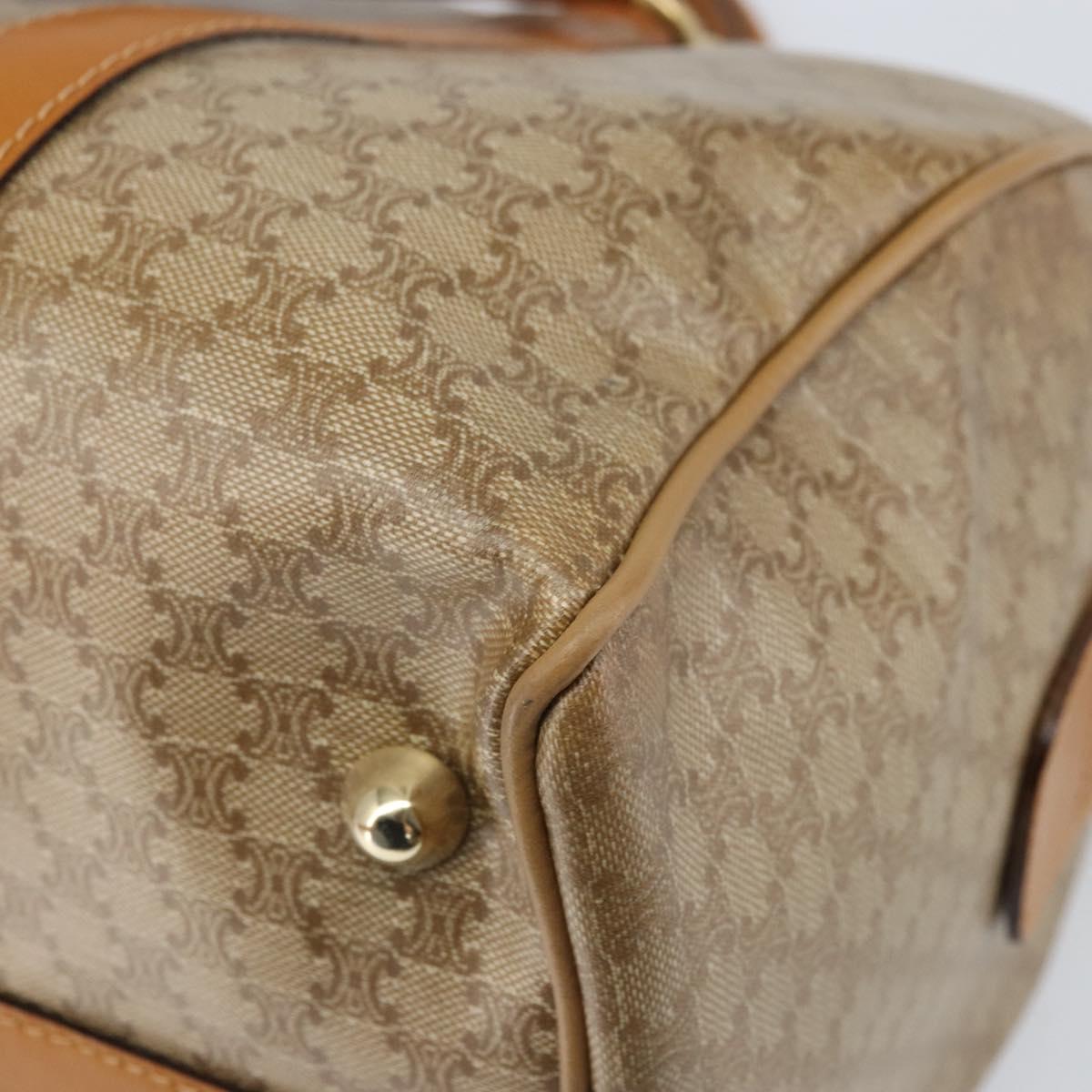 CELINE Macadam Canvas Hand Bag PVC Beige Gold Auth ti3725