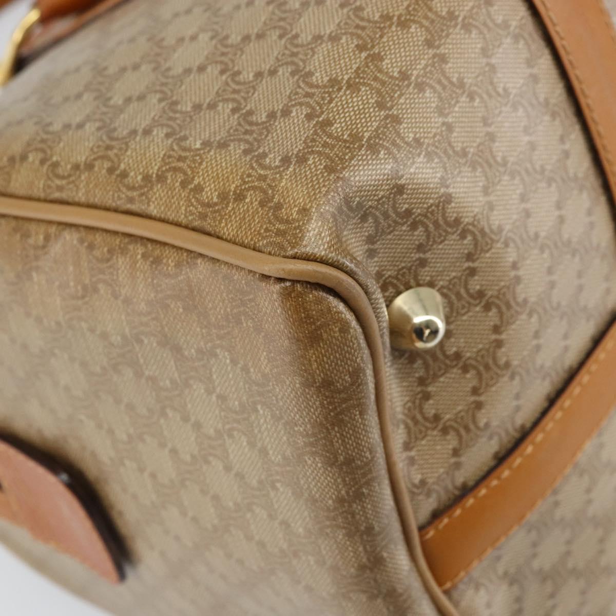 CELINE Macadam Canvas Hand Bag PVC Beige Gold Auth ti3725