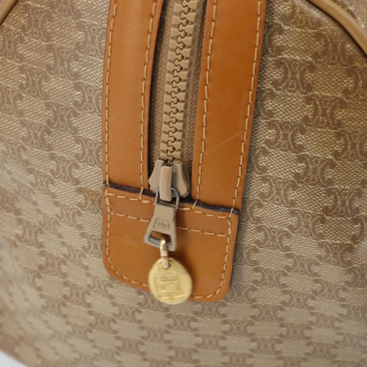 CELINE Macadam Canvas Hand Bag PVC Beige Gold Auth ti3725