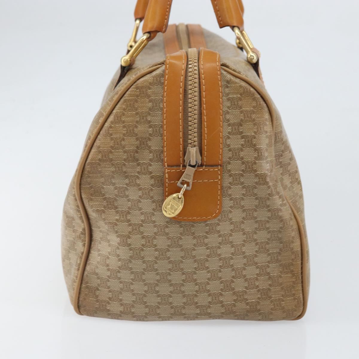 CELINE Macadam Canvas Hand Bag PVC Beige Gold Auth ti3725