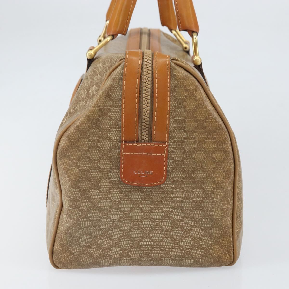 CELINE Macadam Canvas Hand Bag PVC Beige Gold Auth ti3725