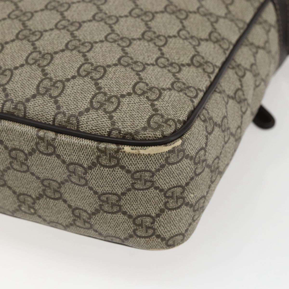 GUCCI GG Supreme Shoulder Bag PVC Beige Gold 201448 Auth ti3728