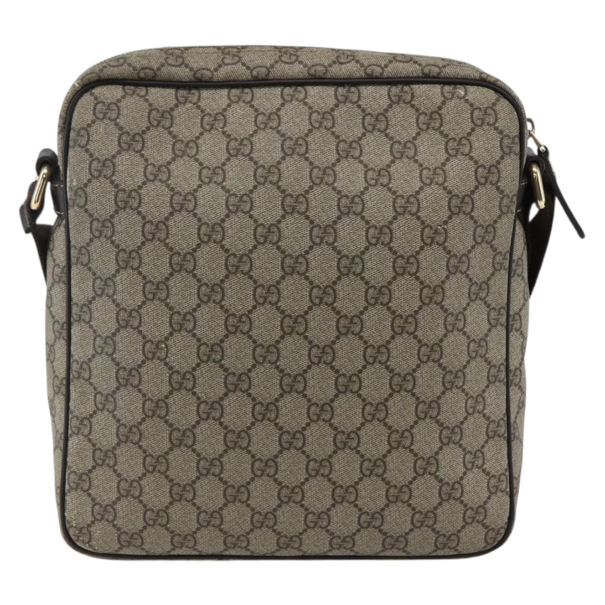 GUCCI GG Supreme Shoulder Bag PVC Beige Gold 201448 Auth ti3728