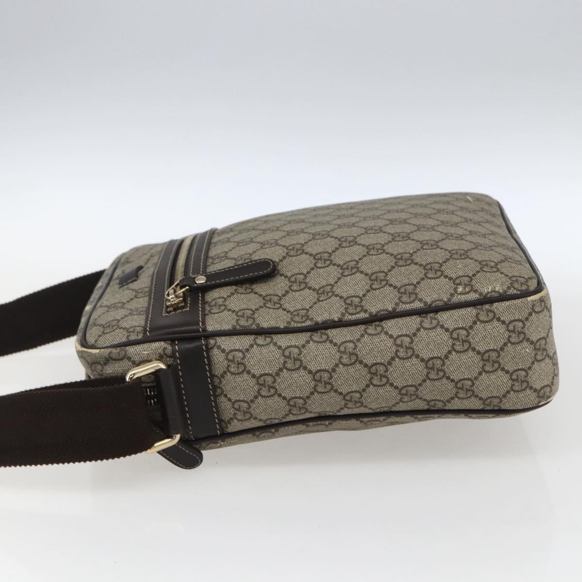 GUCCI GG Supreme Shoulder Bag PVC Beige Gold 201448 Auth ti3728